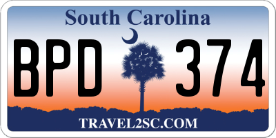 SC license plate BPD374