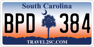 SC license plate BPD384