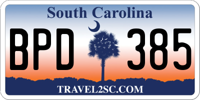 SC license plate BPD385