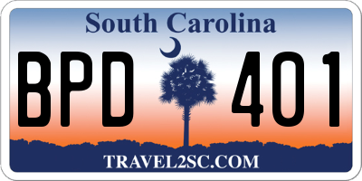 SC license plate BPD401