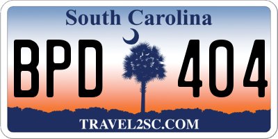 SC license plate BPD404