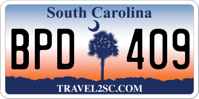 SC license plate BPD409