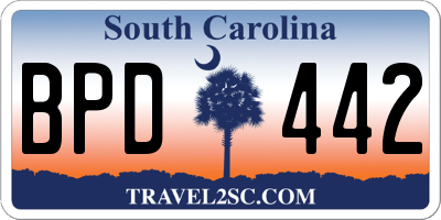 SC license plate BPD442