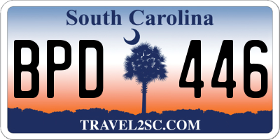 SC license plate BPD446