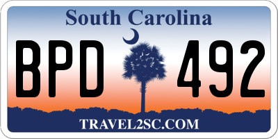 SC license plate BPD492