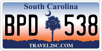 SC license plate BPD538