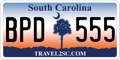 SC license plate BPD555