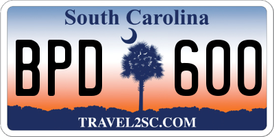 SC license plate BPD600