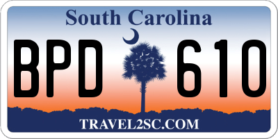 SC license plate BPD610