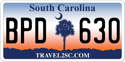 SC license plate BPD630