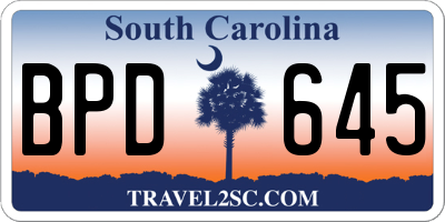 SC license plate BPD645