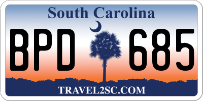 SC license plate BPD685