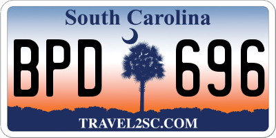 SC license plate BPD696