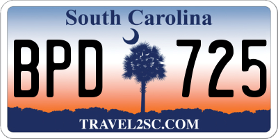 SC license plate BPD725