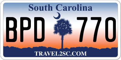 SC license plate BPD770