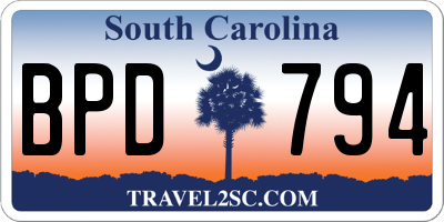 SC license plate BPD794