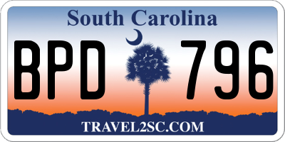 SC license plate BPD796