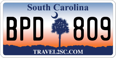 SC license plate BPD809
