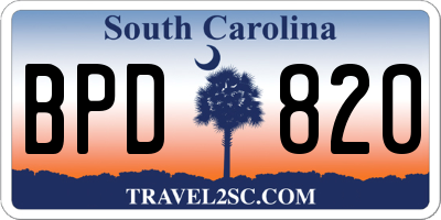 SC license plate BPD820