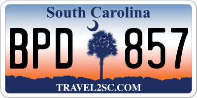 SC license plate BPD857