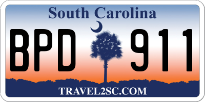 SC license plate BPD911