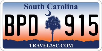 SC license plate BPD915