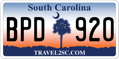 SC license plate BPD920