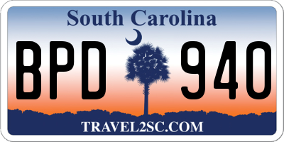 SC license plate BPD940