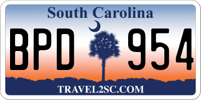 SC license plate BPD954
