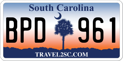SC license plate BPD961