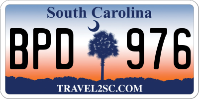 SC license plate BPD976