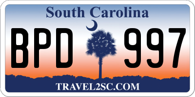 SC license plate BPD997