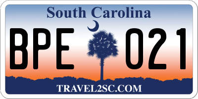 SC license plate BPE021