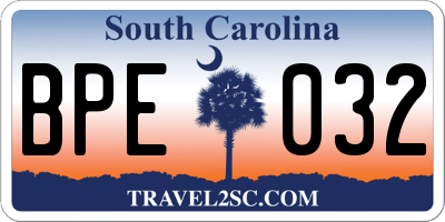 SC license plate BPE032
