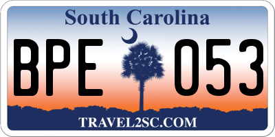 SC license plate BPE053