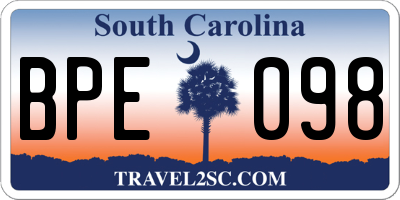 SC license plate BPE098
