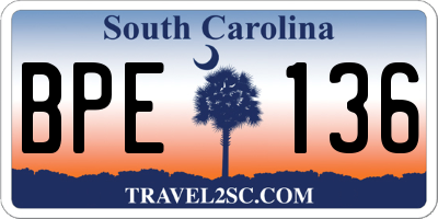 SC license plate BPE136