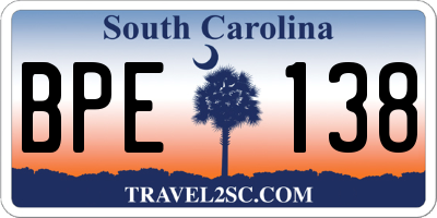 SC license plate BPE138