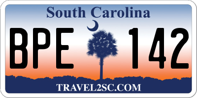 SC license plate BPE142