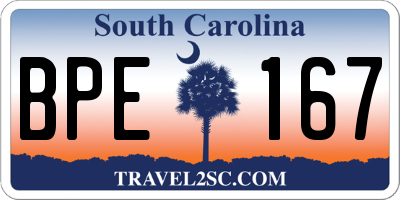 SC license plate BPE167