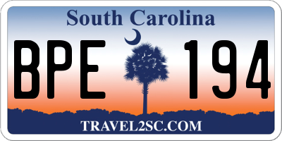 SC license plate BPE194