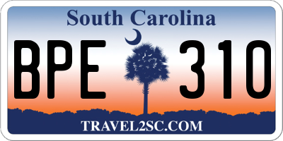SC license plate BPE310
