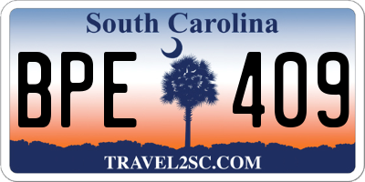 SC license plate BPE409