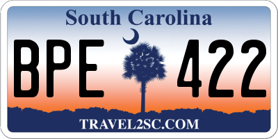 SC license plate BPE422