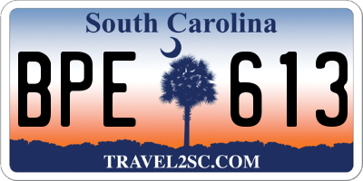 SC license plate BPE613