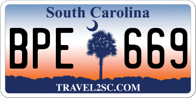SC license plate BPE669