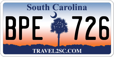 SC license plate BPE726