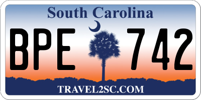 SC license plate BPE742