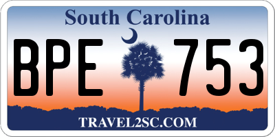 SC license plate BPE753