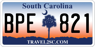 SC license plate BPE821